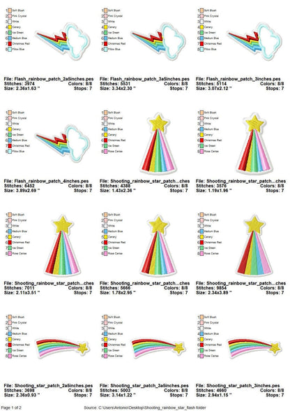 Rainbow and falling Star Flash Cloud patch – Instant Download | Artapli