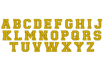 Sport Split Athletic Monogram Applique – Alphabet machine embroidery design by Artapli