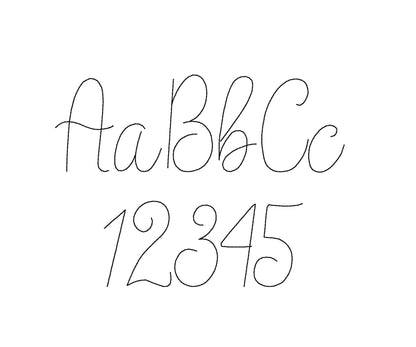Handwritten Line FONT quick light bean stitch machine embroidery designs script alphabet Monogram letters assorted sizes 1 up to 3 inch, BX - image 8