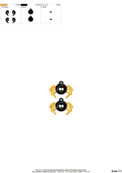 Fringed fluffy Spooky Spider earrings in the hoop Halloween girls scare charm FSL freestanding lace machine embroidery designs simply ITH - image 6