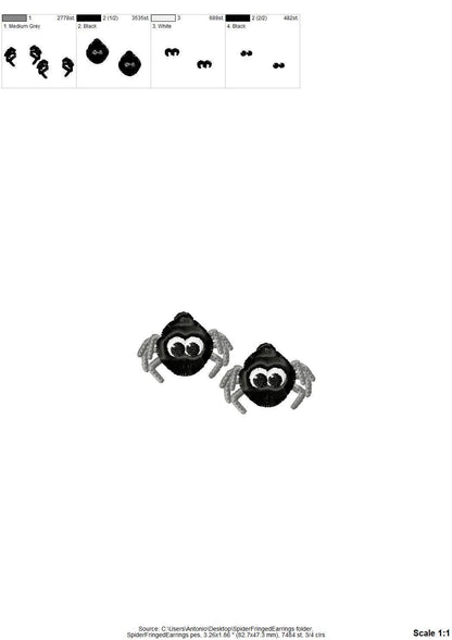 Fringed extra fluffy Spooky Spider earrings in the hoop ITH Halloween girls scare charm FSL freestanding lace machine embroidery designs - image 9