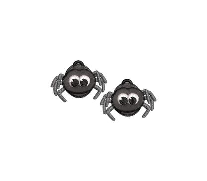 Fringed extra fluffy Spooky Spider earrings in the hoop ITH Halloween girls scare charm FSL freestanding lace machine embroidery designs - image 8