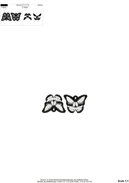 Halloween Spooky Skull Butterfly earrings FSL freestanding lace machine embroidery designs girls charm simply in the hoop size 1.2 inch - image 5
