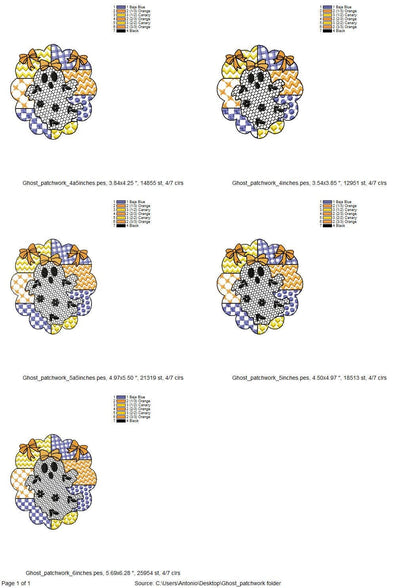 Halloween Ghost Baby patchwork patterned Ghost lace effect dress machine embroidery designs sizes 4 up to 6in kids girls scary spooky design - image 7