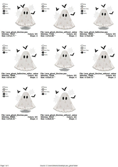 Halloween Ghost Bride 2 types awesome lace effect dress machine embroidery designs sizes 4 up to 6 inches kids girls scary spooky design - image 8