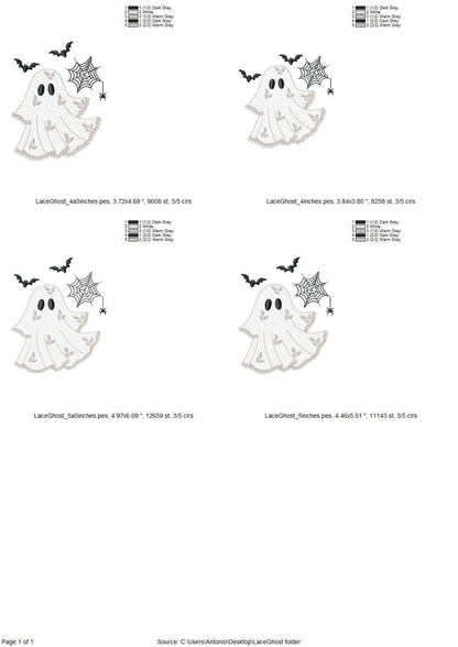 Halloween Ghost awesome lace effect dress machine embroidery designs for hoop 4x4 and 5x7 kids baby girls scary spooky Bat Spider Web design - image 7