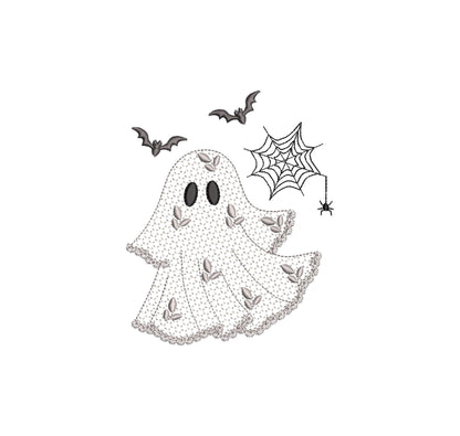 Halloween Ghost awesome lace effect dress machine embroidery designs for hoop 4x4 and 5x7 kids baby girls scary spooky Bat Spider Web design - image 6