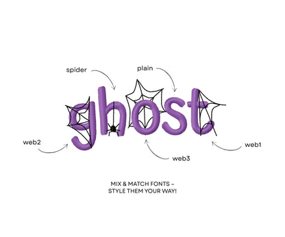 Halloween Spider Web Font SET of 5 Fonts satin stitch machine embroidery designs spiderweb cobweb alphabet mini sizes spooky scary kids Boo - image 6