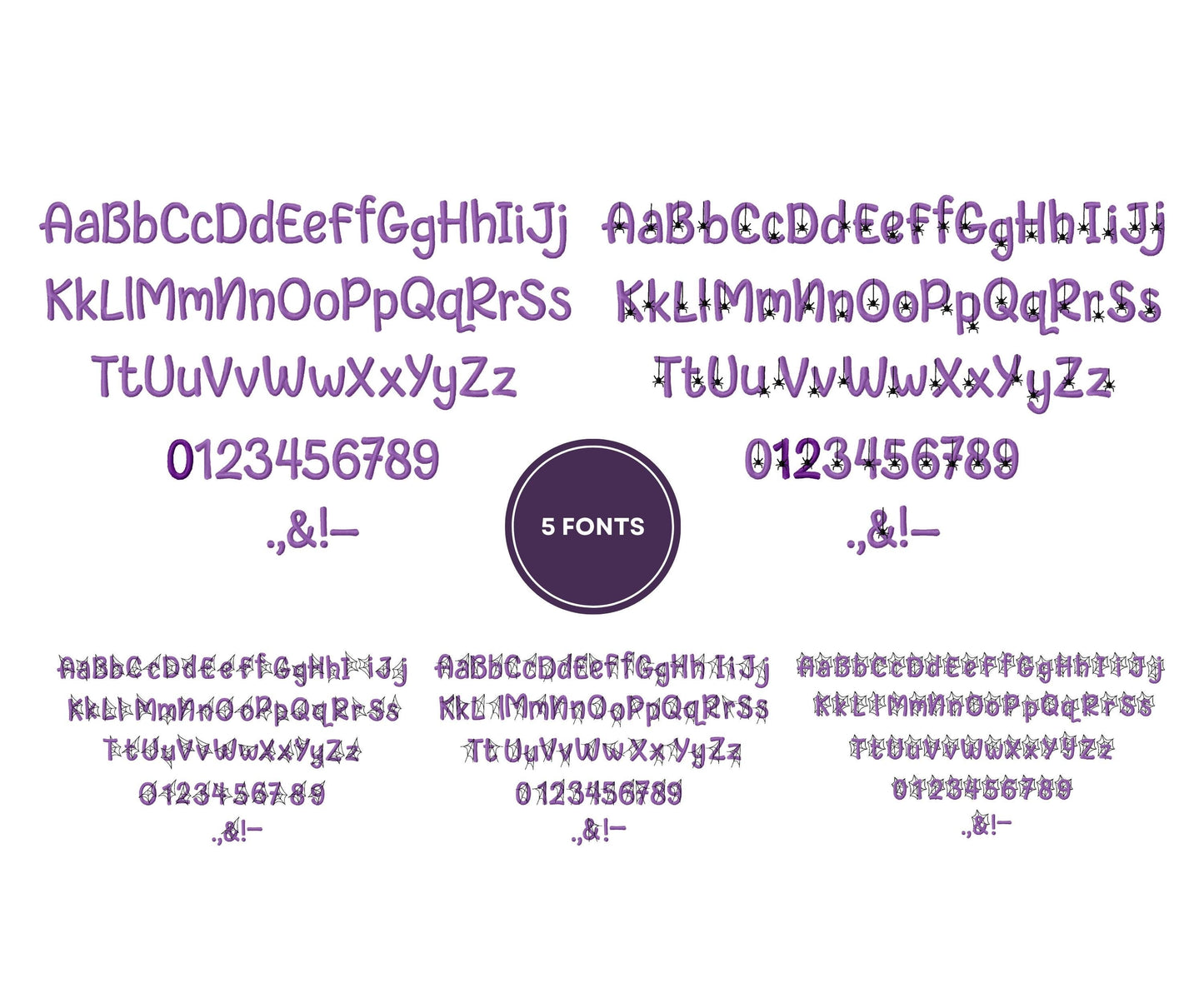 Halloween Spider Web Font SET of 5 Fonts satin stitch machine embroidery designs spiderweb cobweb alphabet mini sizes spooky scary kids Boo - image 5
