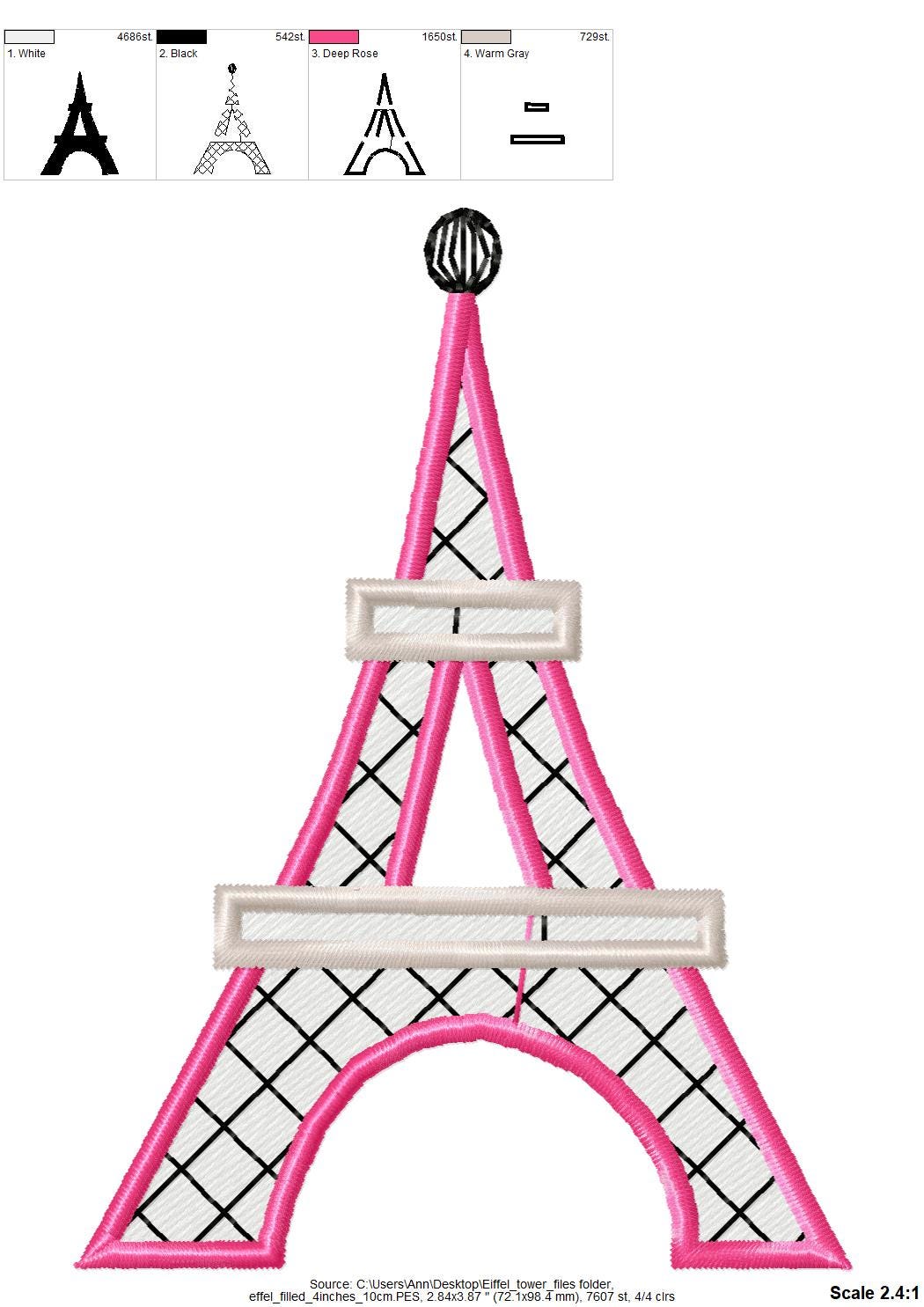 Eiffel Tower Fill Stitch and Applique - image 8