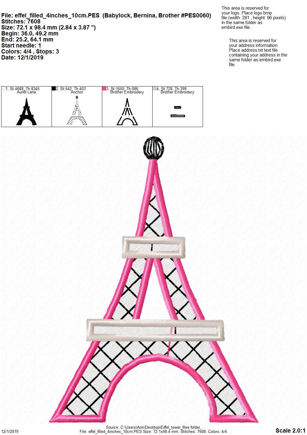 Eiffel Tower Fill Stitch and Applique - image 9