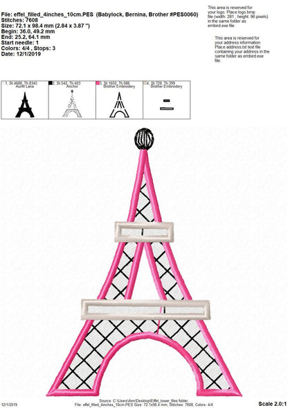 Eiffel Tower Fill Stitch and Applique - image 9