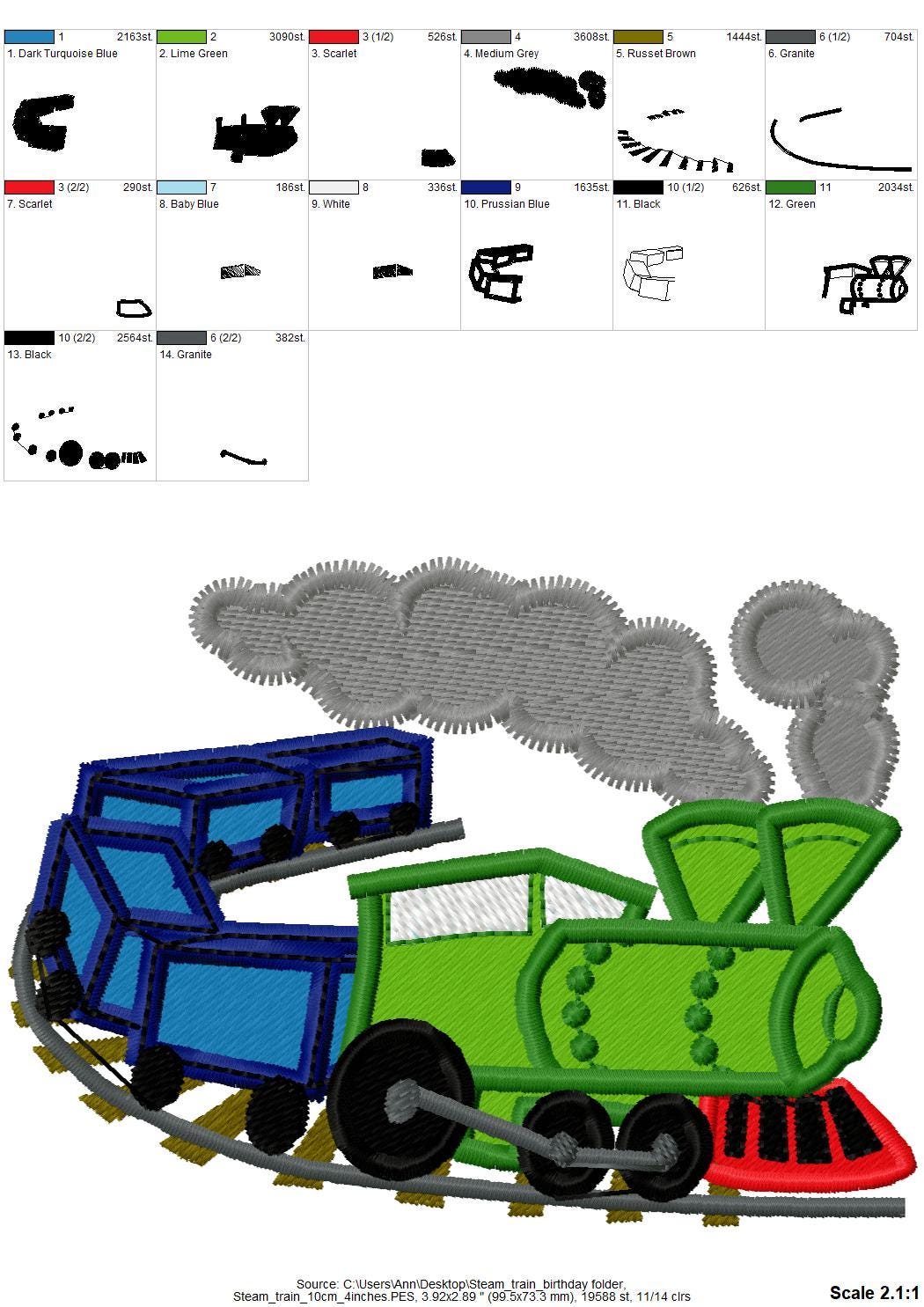 Birthday Steam Train Applique - image 3