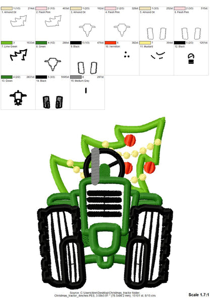 Christmas Tractor Front View Applique - image 3