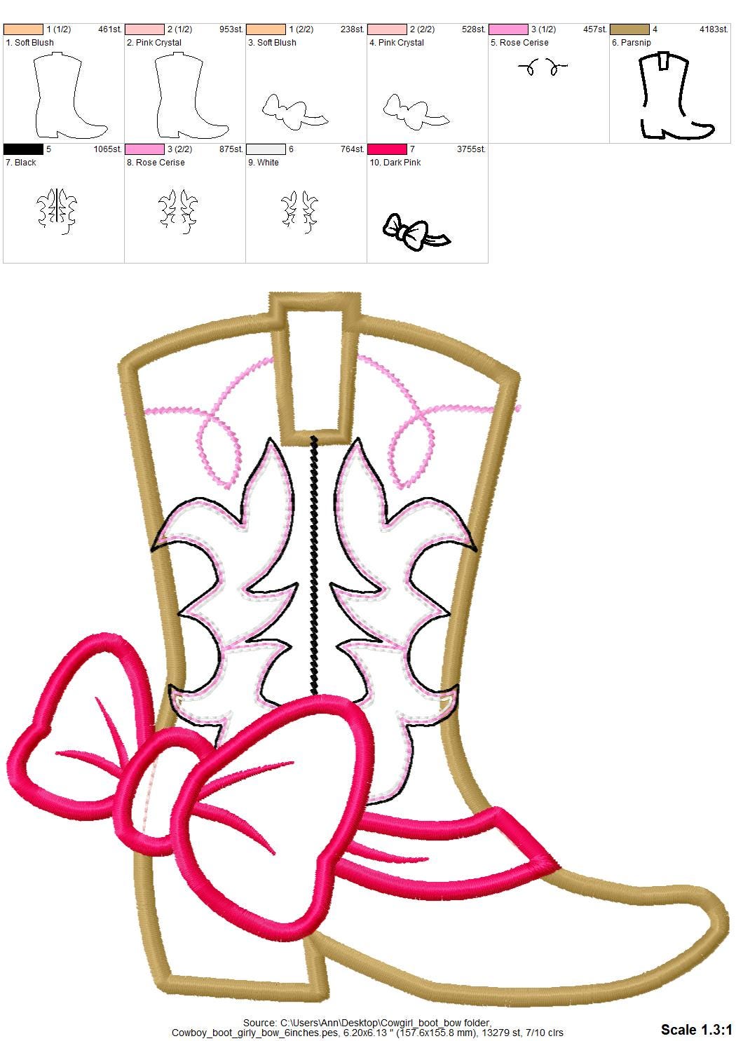 Cowgirl Boots With a Bow Couture style Applique - image 4