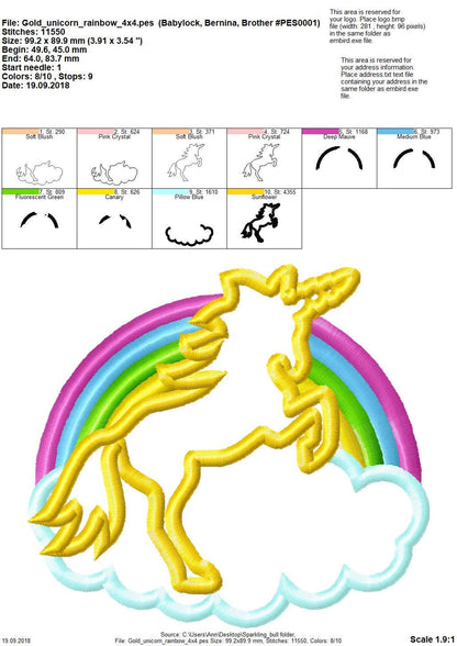 Rainbow Unicorn Applique - image 2
