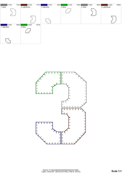 Simply 4 way Patchwork Applique font – Alphabet machine embroidery design by Artapli