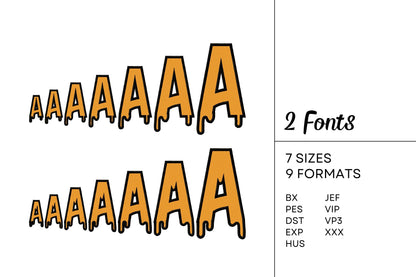 Halloween Spooky Melted FONT 2 styles Block type fill stitch and outline best Melting Dripping alphabet monogram machine embroidery designs - image 7