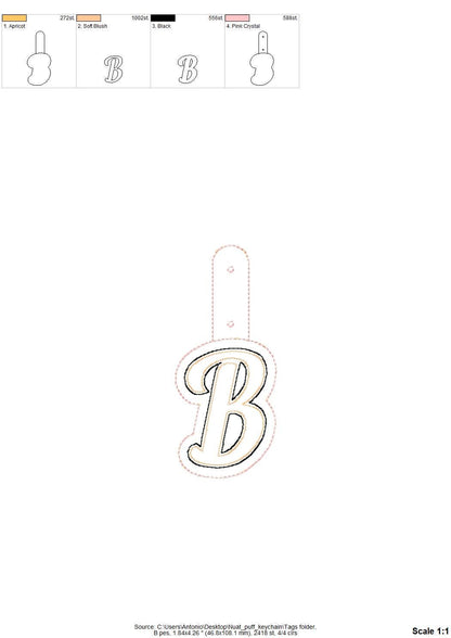 Puffy foam Key Fob snap tab and Eyelet Puff Monogram alphabet A-Z keychain simply in the hoop ITH gift idea machine embroidery designs - image 9