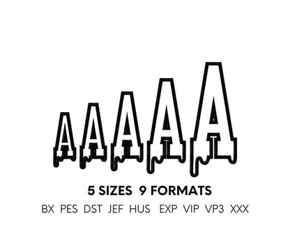 Halloween Spooky Melted FONT Applique Varsity Collegiate Melting Dripping Alphabet Monogram machine embroidery designs sizes 3 up to 6 inch - image 6