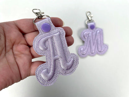 Puffy foam Key Fob snap tab and Eyelet Puff Monogram alphabet A-Z keychain simply in the hoop ITH gift idea machine embroidery designs - image 4