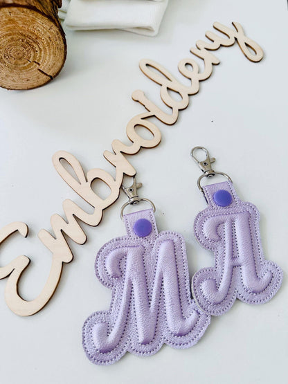 Puffy foam Key Fob snap tab and Eyelet Puff Monogram alphabet A-Z keychain simply in the hoop ITH gift idea machine embroidery designs - image 6