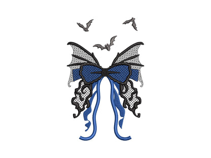 Halloween Spooky Bow split side seam cutout side bow fill stitch and lace effect machine embroidery designs  girls t-shirt sweatshirt design - image 4