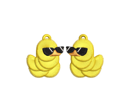 Summer Beach Rubber Duck Sunglasses Fringed Girls Pretty Earrings Charm in the Hoop FSL Freestanding Lace Machine Embroidery Designs ITH - Etsy
