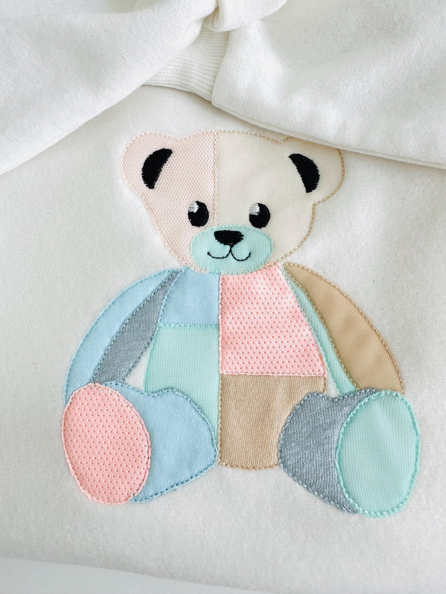 Cute little Patchwork Teddy Bear Applique machine embroidery designs baby kids girls boys soft Teddy design many sizes 4.5 up to 8 inches - image 1