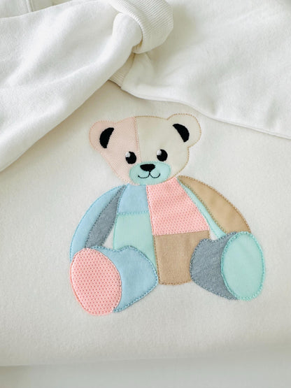 Cute little Patchwork Teddy Bear Applique machine embroidery designs baby kids girls boys soft Teddy design many sizes 4.5 up to 8 inches - image 3