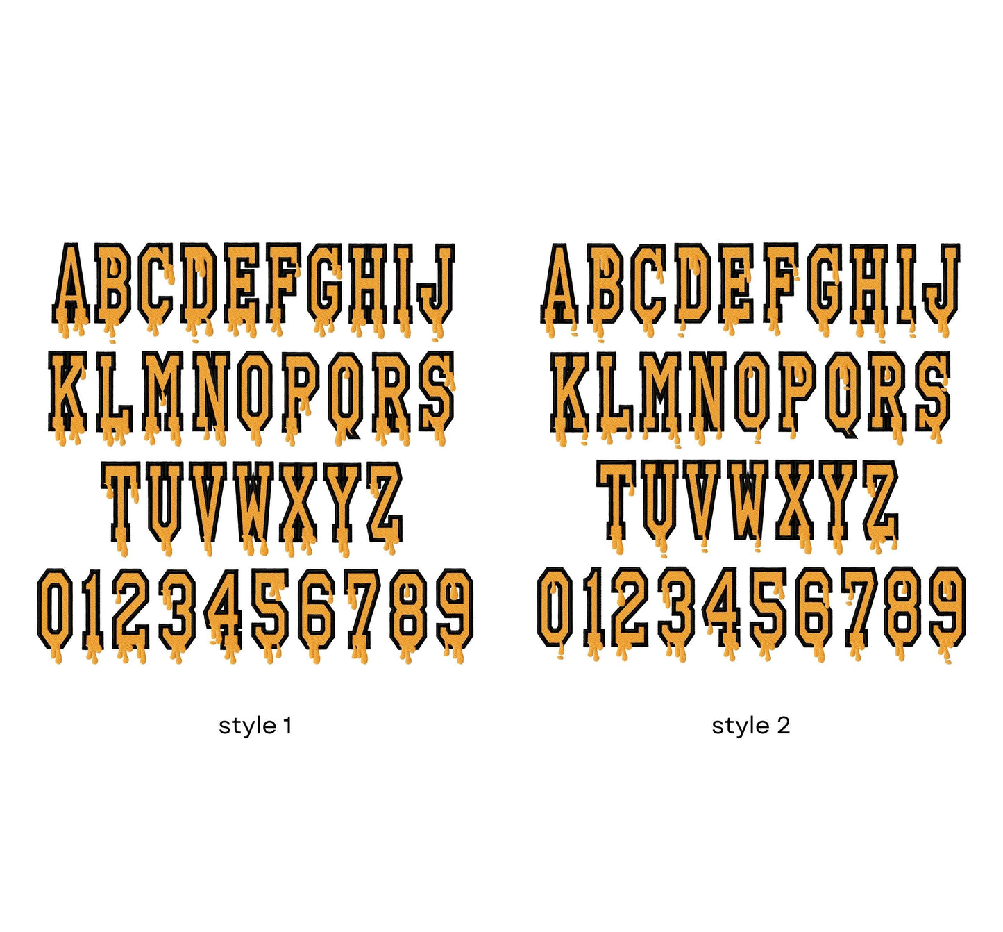 Halloween Spooky Melted FONT 2 styles Varsity Collegiate type kids best alphabet monogram machine embroidery designs fill stitch and outline - image 7