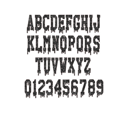 Halloween Melted Varsity block Font glitter HTV vinyl applique Melting Alphabet Monogram machine embroidery designs sizes 2.8 up to 6 inch - image 6