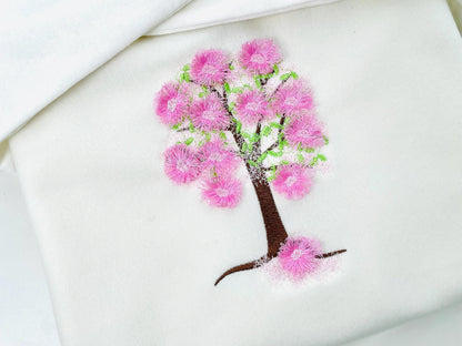 Fringed Blossom Tree Cherry Sakura Apple Tree Flowered Flower Fluffy Fringe floral machine embroidery designs fuzzy bloom sizes 5 up to 7 in - image 1