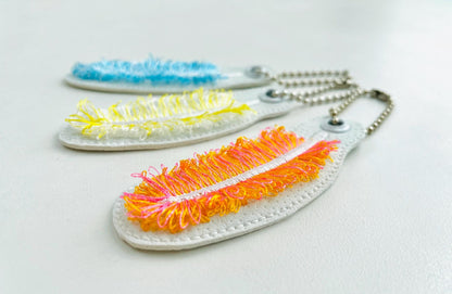 Fringed Fluffy Feather Eyelet and Key Fob Snap Tab simply in the hoop iridescent effect machine embroidery designs ITH keychain bag tag kids - image 5