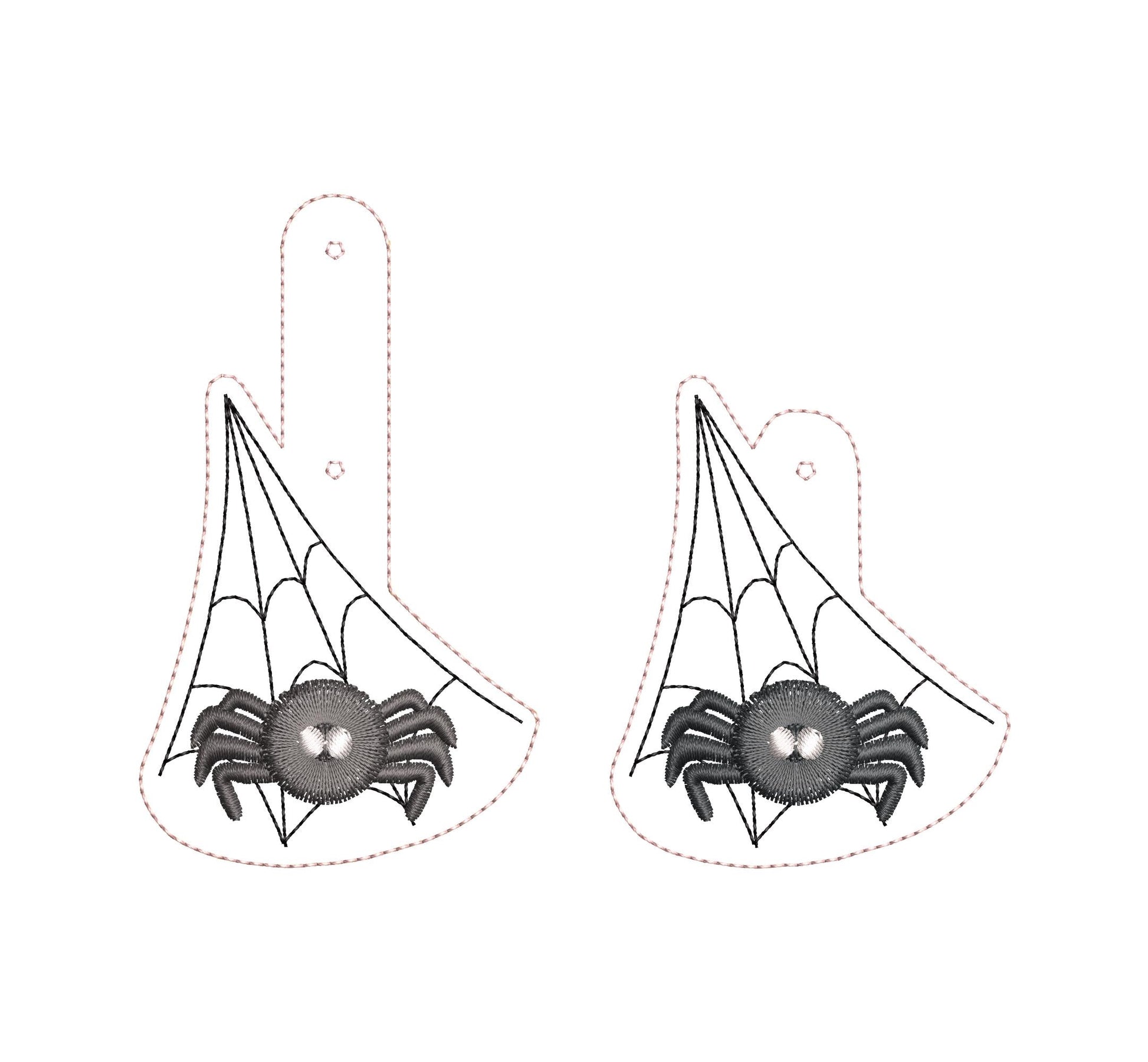 Mini Spider fringed fluffy little Spider Eyelet and Key Fob Snap Tab in the hoop Halloween machine embroidery designs ITH keychain hoop 4x4