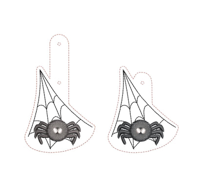 Mini Spider fringed fluffy little Spider Eyelet and Key Fob Snap Tab in the hoop Halloween machine embroidery designs ITH keychain hoop 4x4