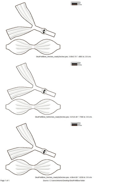 Halloween spooky Skull Bow 3D dimensional machine embroidery designs felt feltie design simply in the hoop ITH project kids hairpin brooch - image 5