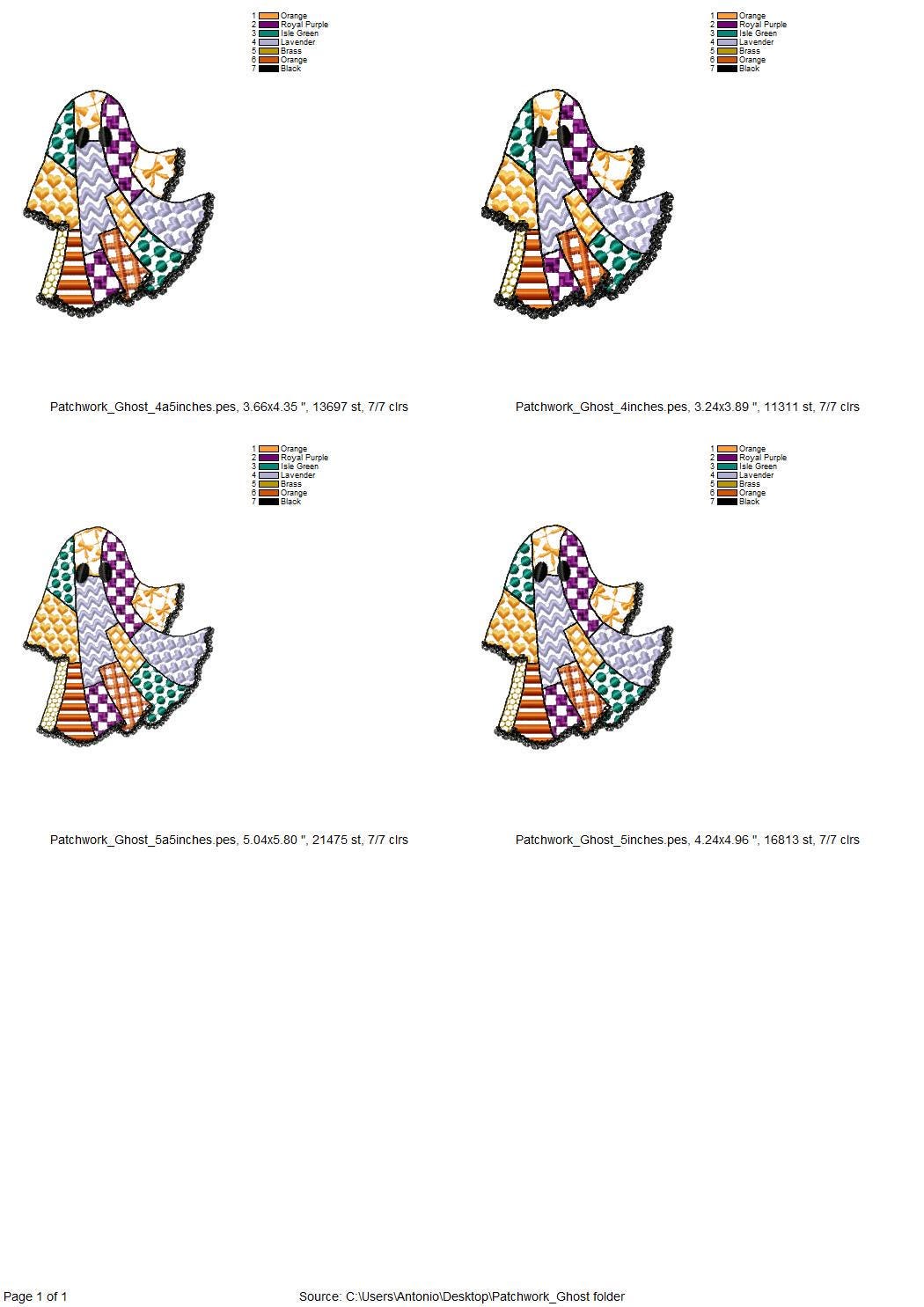 Halloween Ghost patchwork patterned dress lace edge machine embroidery designs sizes 4 up to 5.5 inch kids baby girls scary spooky design - image 8
