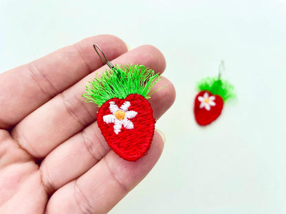 Summer Strawberry berries girls kids fringed pretty earrings charm FSL freestanding lace machine embroidery designs simply in the hoop ITH - image 5