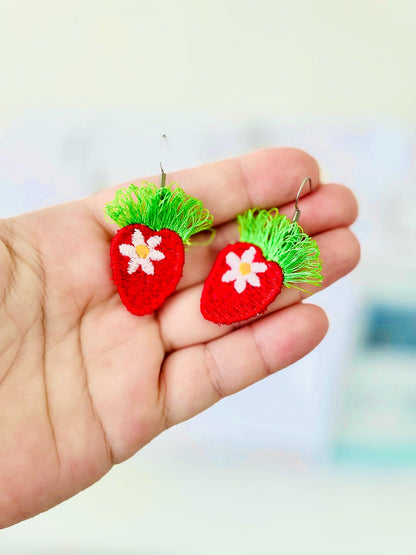 Summer Strawberry berries girls kids fringed pretty earrings charm FSL freestanding lace machine embroidery designs simply in the hoop ITH - image 8