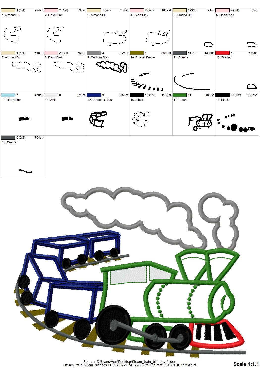 Birthday Steam Train Applique - image 5