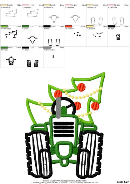 Christmas Tractor Front View Applique - image 4
