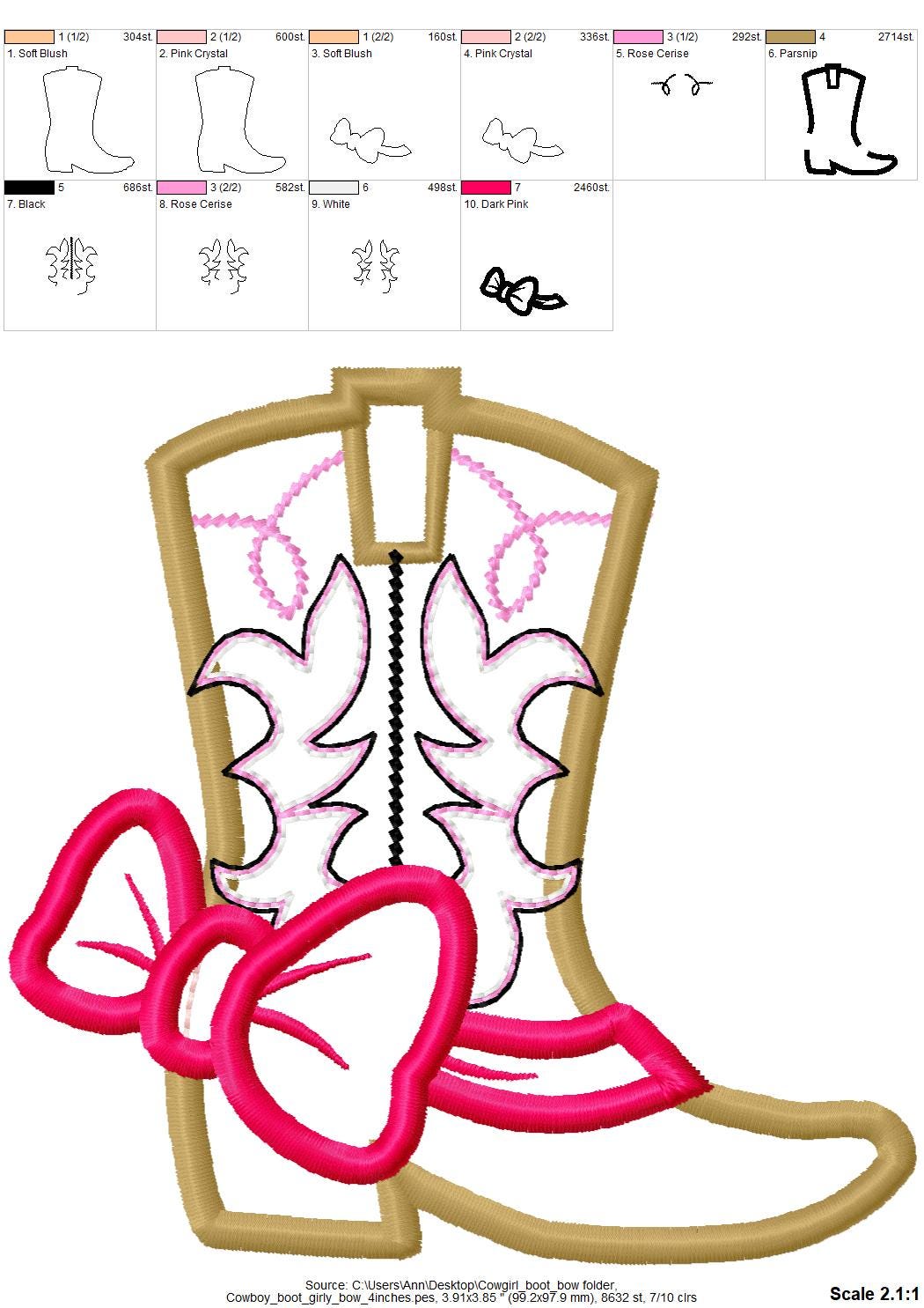 Cowgirl Boots With a Bow Couture style Applique - image 2