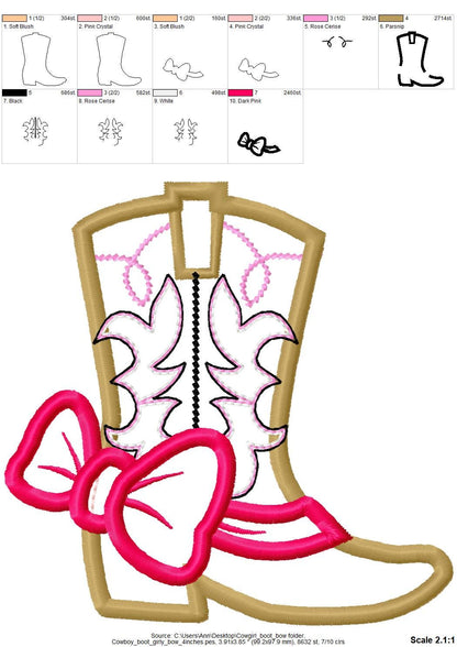 Cowgirl Boots With a Bow Couture style Applique - image 2