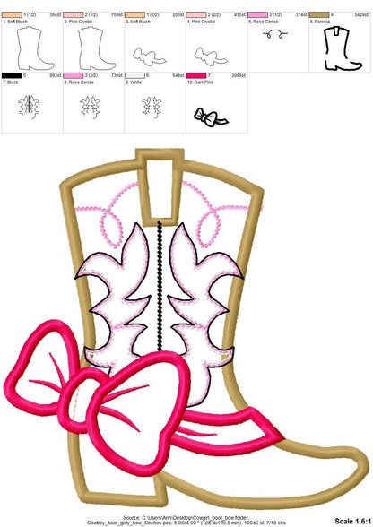 Cowgirl Boots With a Bow Couture style Applique - image 3
