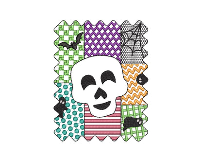 Halloween Skull patchwork patterned Skull Bat Ghost Spider Web machine embroidery designs sizes 4 up to 7 inch scary spooky design - image 6