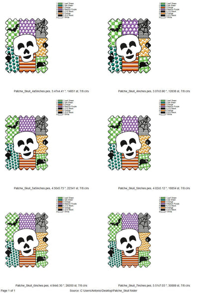 Halloween Skull patchwork patterned Skull Bat Ghost Spider Web machine embroidery designs sizes 4 up to 7 inch scary spooky design - image 8