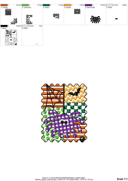 Halloween Spider patchwork patterned Spider Web Bats cute Spider kids machine embroidery designs sizes 4 up to 7 inch scary spooky design - image 9