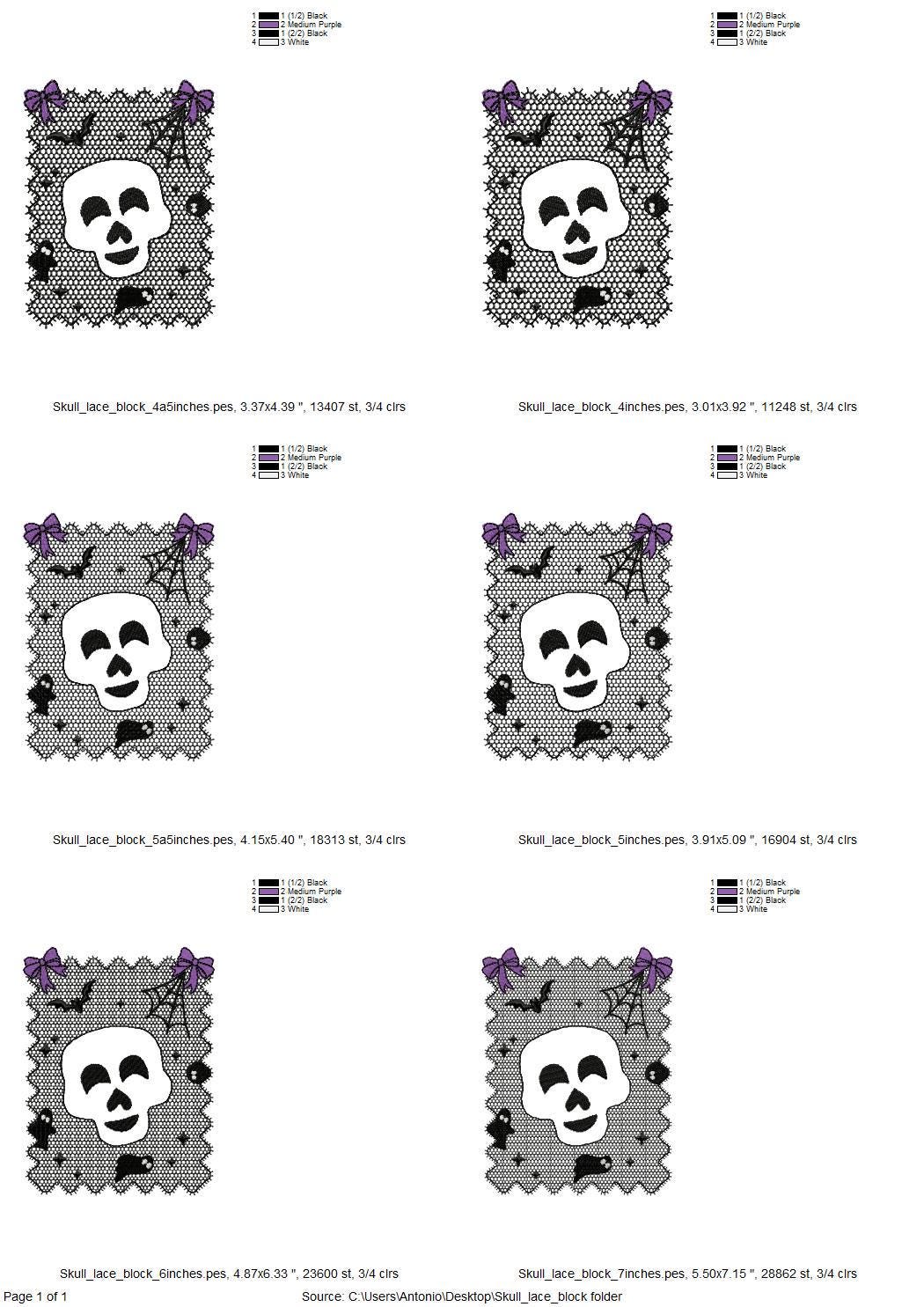 Halloween Skull Lace effect Bats Ghost Spider Web Bow machine embroidery designs sizes 4 up to 7 inch kids girls scary spooky design - image 7