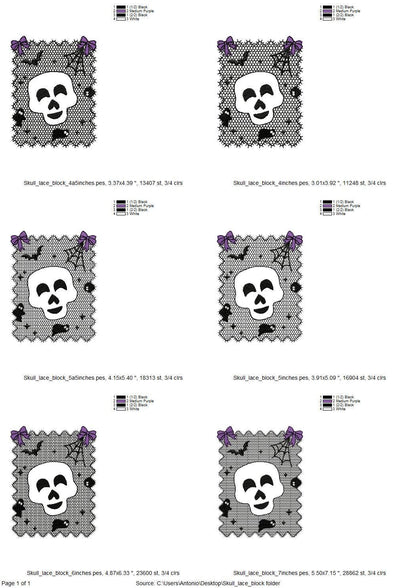 Halloween Skull Lace effect Bats Ghost Spider Web Bow machine embroidery designs sizes 4 up to 7 inch kids girls scary spooky design - image 7